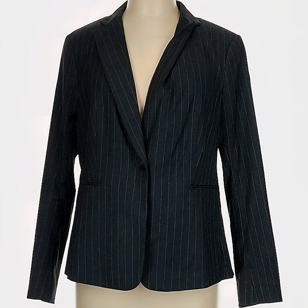 Women's Black Pinstripe Blazer